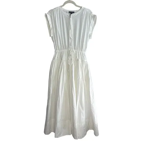 NWT J.Crew Drop Waist Midi Dress In Cotton Poplin White Size Small - Picture 4 of 9